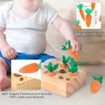 Montessori Toys For Babies 6-12 Months, Wooden Toys For 1 Year Old Boys And Girls, Educational Carrot Harvest Toy For Toddlers, Shape Sorting Matching Puzzle, Developmental Birthday Gifts