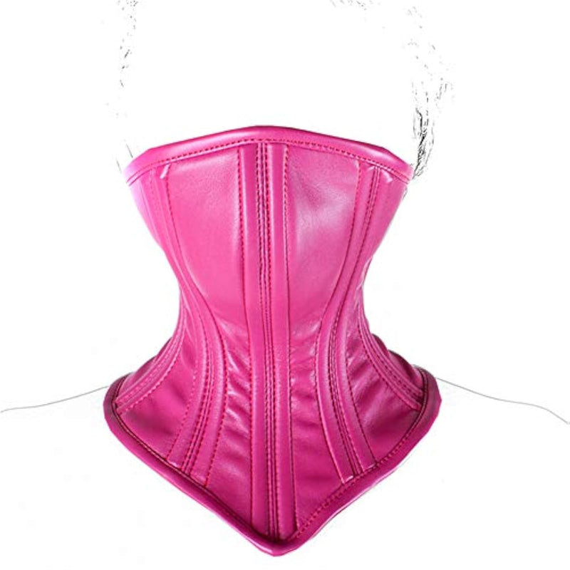 Strapon Face Neck Bound Leather - Head Harness Slave Restraint Purple Leather No Pungent Smell Corset Muzzle Posture Bdsm Unisex Bondage Kit (18 Inches Neck Round, Purple)