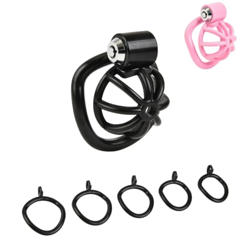 Small Chastity Cage For Men Pink Black Chastity Devices Lock Design Penis Cage Cock Cage Bdsm Toys For Couples Sex (Black)
