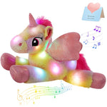 18" Light Up Musical Rainbow Unicorn Stuffed Animal,Glitter Sequins Unicorn Plush Toy,Children'S Day Birthday Holiday For Girls Toddlers