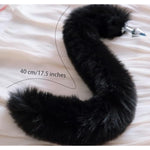 Anal Butt Plug Tail Set With Tail Set, Fox Cat Tail Butt Plug Cat Ears Headband Nipple Clamps Sex Chokers For Woman Bdsm Choker Sex Toy For Couple Woman (Black)