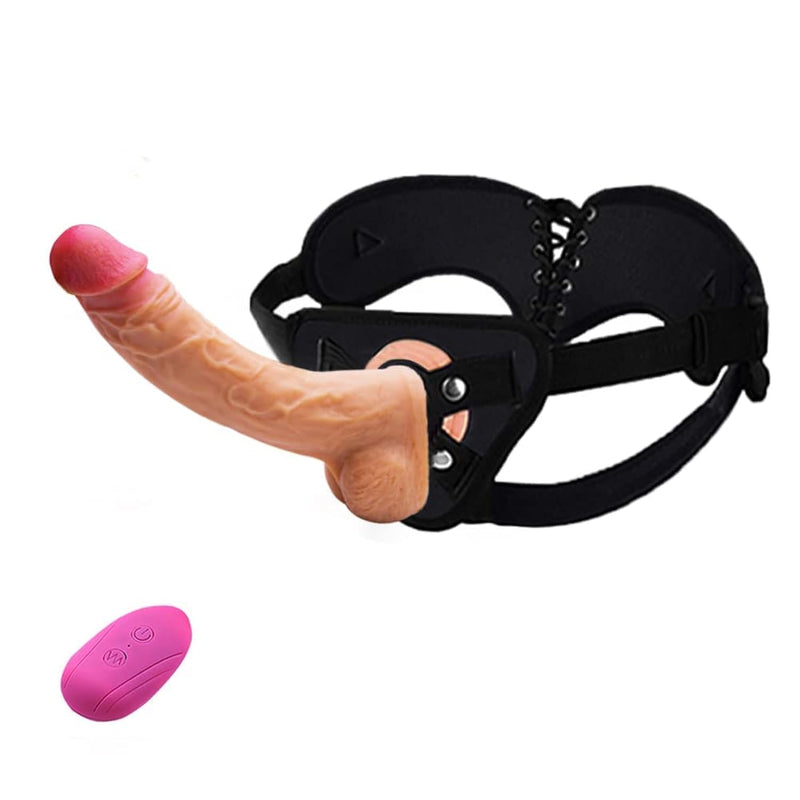 Strap-On Dildo, Adjustable Harness Strapon With Vibrating Silicone Dildo Rechargeable Remote Control For Couple Women Lesbian Sex Fun