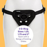 Full Back Strap On Harness - Adjustable Harness For Pegging - Full Back Style Provides Extra Support - Includes 3 O-Rings - Pocket For Bullet Vibrator - Machine Washable - Black
