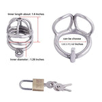 Male Chastity Device Stainless Steel Cock Cage Penis Ring With Padlock For Adult Game Sex Toy W040 (1.57 Inch / 40Mm)