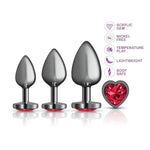 Viben Toys – Cheeky Charms Metal Butt Plug Anal Training Kit – 3pc Kit Includes (1) Small, Medium, Large (Red)