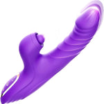 4In1 Purple Rabbit Vibrator Thrusting Dildo For Women G Spot Vibrator Clitoral Stimulator Sex Toys Dildos Vibrator With 10 Vibration 7 Thrust Mode With Licking, Adult Sex Toy For Women And Couple