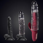 Reusable Clear Penis Sleeve Extender Realistic Textured Cock Extender Body-Safe Stretchy Ultra-Soft Material Cock Enlarger Applicative For Men & Couple-Clear