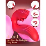 Vibrator Adult Sex Toys For Women - 3 In 1 Tongue Thrusting Vibrators Dildo Rose Sex Toys With 9 Licking Clitoral & 9 Vibration Mode, G Spot Clit Stimulator Pleasure Tools For Female Couples Games