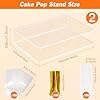 2 Pack Cake Pop Stand with Sticks Kit, Acrylic Lollipop Hold Stand, Clear Cake Pop Display Holder, 15 Holes Candy Pop Holder with 100 Pcs Sticks, 100 Pcs Clear Wrappers, 100 Pcs Gold Twist Ties