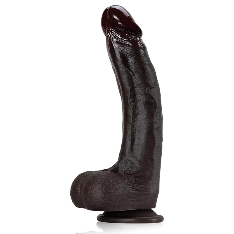 9.8 Inch Realistic Big Black Dildo Sex Toy, Body-Safe Material Silicone Bbc Dildos With Strong Suction Cup,G Spot Or Anal Stimulation Adult Sex Toys For Women And Men Couples Sexual