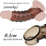 Reusable Penis Sleeve For Men, Ultra-Soft Open Tip Cock Sleeve With Ball Stretcher Penis Ring Extender Enlargement Girth Enhancer, Delay Ejaculation, Body-Safe Material Male Sex Toys - Black