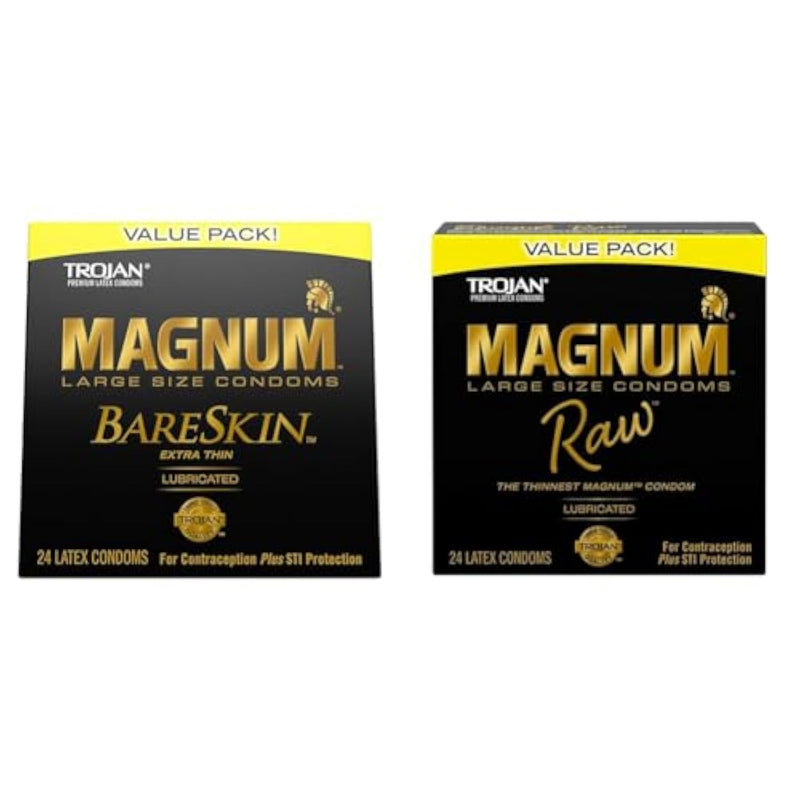 TROJAN Magnum BareSkin and Raw Large Condoms, 24 Count Value Packs (2 items)
