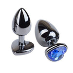 Anal Plug, Blue Jewelry Heart Shaped Butt Plug Anal Trainer Sex Toys Personal Massager for Unisex Masturbation (Large Plug)