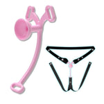 Lightweight Nylon Chastity Cage Lock With Adjustable Elastic Auxiliary Belt Inverted Chastity Clip Sex Toys & Games For Men, Gay Penis Exercise (Pink,Large)