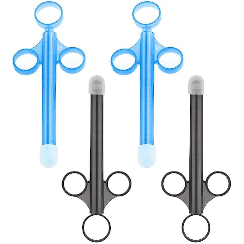 Lube Applicator Syringes, Lubricant Tube Shooter With Smooth Rounded Cap For Men, Women & Couples, Reusable, Easy Use & Clean [10Ml Scales][2Pcs Blue & 2Pcs Gray]