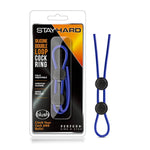 Blush Stay Hard 9" Silicone Penis Ring, Double Loop Lasso - Adjustable Cock & Balls Cinch - Quick Release Locks - Harder Erection, Stamina & Girth Enhancing - Adult Sex Toy For Men & Couples - (Blue)