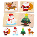 Christmas Wooden Puzzles For Toddlers, Baby Jigsaw Puzzles For 1 2 3 Years-Old Boys And Girls, Set Of 4 Montessori Toys With Large Pieces Safe For Kids