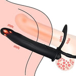 Dual Penetration Vibrating Dildo With Penis Rings, Strap-On Double Penetration Anal Sex Plug, Dildo Vibrator With Cock Rings For Men Sex Enhance, Butt Plug Strapon Anal Sex Toys For Couples (Black)