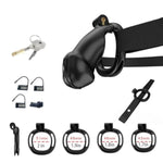 Sissy Chastity Cage With 4 Different Rings Sex Toys Resin Cock Cages With Invisible Lock And Belt For Bondage To Man'S Penis Male Chasity Belts Have 3 Disposable Locks (L,Black)