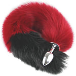 Fox Tail Anal Plugs Sexy Cat Dog Tail Cosplay Anal Plug Animal Fluffy Tail Anal Butt Plug Adult Erotic Sex Anus Flirting Sex Toys (Black And Red)