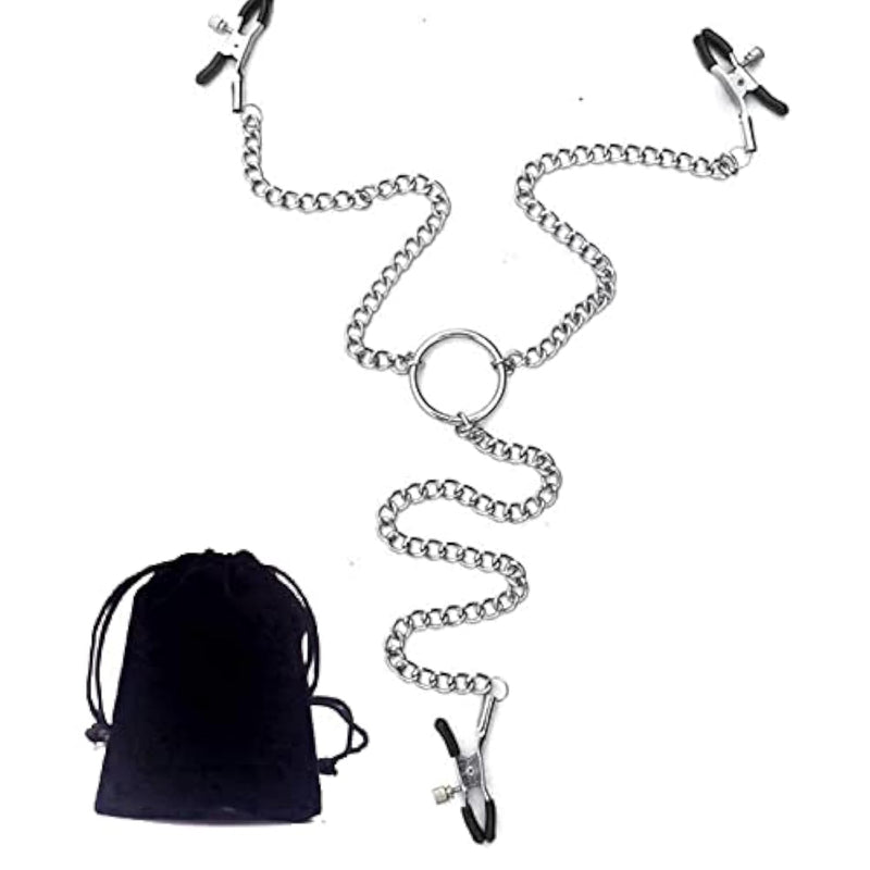 Adjustable Metal Nipple Clamps Entertainment Clip For Women Rj666 Non-Piercing Nipplerings Clip On Nipple Rings Decorative Clip For Clothing Accessories (Black/Hr33)