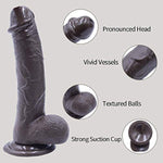 Strap-On Dildo Realistic Silicone Dildo With Wearable Sex Harness For Couple Pegging Women Lesbian Sex Fun, 7.6'' (Black)