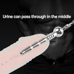 Man Male Beaded Dual Ribbed Urethral Sound Catheter Plug Hollow Cum Through Hole Tube Penis Cock Sex Toy Stainless Steel Urethra Dilator Urethra Masturbation Rod Expansion