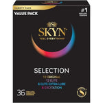 Selection Non-Latex Condoms, Excitation Condoms - Polyisoprene Material, Extra Sensitive, 36 Count Total