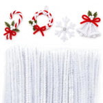 200 Pcs White Pipe Cleaners, Chenille Stems for DIY Crafts & Flower Making