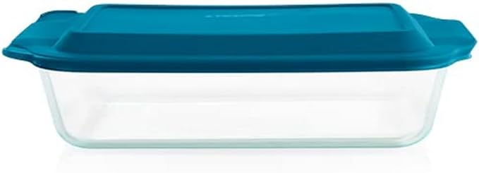 Deep 9x13-Inch Glass Baking Dish with Lid, Deep Casserole Dish, Glass Food Container, Oven, Freezer and Microwave Safe, Clear Container