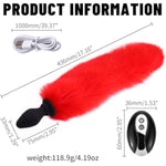 Fox Tail-Vibrating Anal Plug Remote Control, Butt Plug Anal Role Play Flirting Animal Tail Sex Toy For Men Women Couples, Red