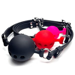 Bondage Soft Black Rubber Silicone Ball Gag With Breather Holes 1.5" Ball Dia (S (1.5" Ball Dia), Red)