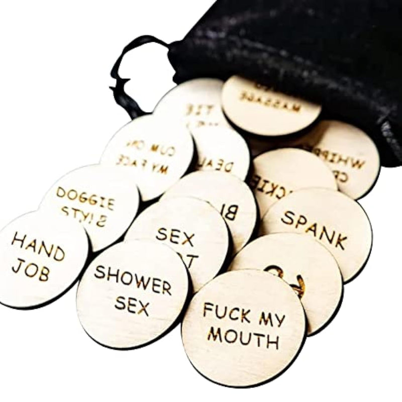 20Pcs Date Night Activity Tokens, Valentines Ideas Gifts For Couples, Funny Wooden Couples Date Night Activity Token, Romantic Funny Sex Token Gift For Him (Package 1, Round)