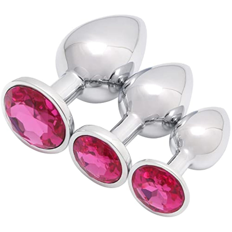 3 Pcs Luxury Jewelry Design Fetish Anal Butt Plug(Rose)