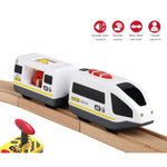Wooden Train Set Accessories Battery Operated Locomotive Trains, Remote Control Train Vehicles For Wood Tracks, Powerful Engine Trains Cars Fits All Major Brands Of Railway System