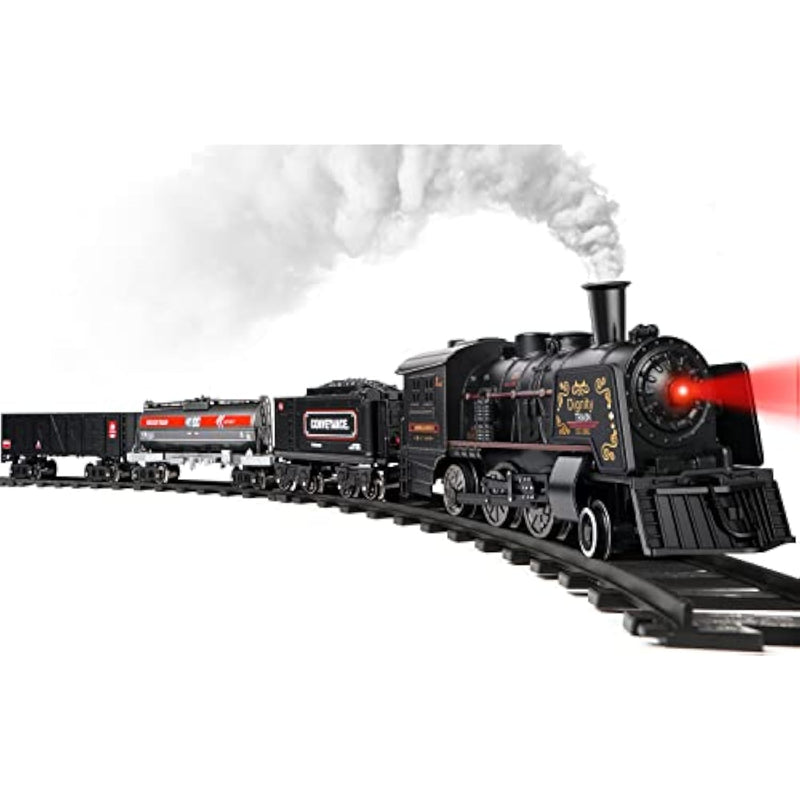 Train Set For Boys, Metal Alloy Electric Trains W/Steam Locomotive, Cargo Cars & Tracks, Train Toys W/Smoke, Sounds & Lights, Christmas Toys Gifts For 3 4 5 6 7 8+ Years Old Kids
