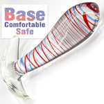 Glass Anal Plug Butt Plug Dilator With Curved Based Tapered Anal Prostate Massager Sex Toy With Long Stem & Stripe Decoration For Men Women Masturbation