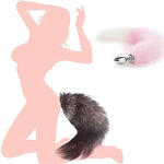 Butt Plug Fox Tail Cosplay Anal Plug Anal Butt Plug Adult Sex Toys For Beginner Women Men Couple (Pink-White Set)