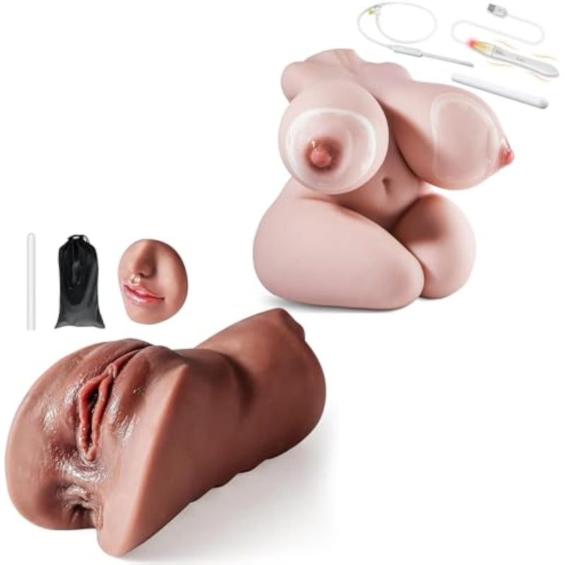 3 In 1 Male Masturbator, Sex Doll, 9Lb Jelly Super Big Boobs Sex Doll,Realistic Male Masturbator &Drying Stick& Heating Rod&Sex Doll Douche Washer Hose