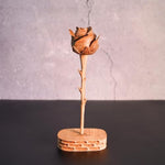 Hand-Carved Wooden Rose Anniversary Keepsake Gift for Her, Wife, 5th Wood Anniversary & Birthday