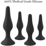 Butt Plugs Trainer Silicone Anal Plugs Beginners Starter Set For Women And Men Soft Silicone Plugs Toys Trainer 4 Piece Set (Black)