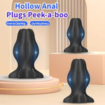 Hollow Anal Plug Set With Matched Stopper Anal Plug Thread Butt Plug Sex Toys Ass Tunnel Silicone Flower Hollow Anal Plug S/M/L Trainer Anal Plug Stretcher Kits Adult Sex Toy