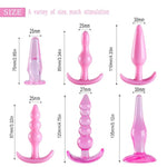 6Pcs Anal Trainer Kit Butt Plugs Beginner Set Silicone Prostate Massager (Pink