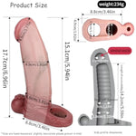 Silicone Penis Extender Condom With Cock Ring Realistic Textured Penis Sleeve Enlarger For Men Reusable Girth Enhancer Sleeve (D)