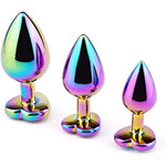 3 Pack Metal Anal Plug Heart Shaped Butt Plug For Beginners Advanced Users Unisex Masturbation(Black/S,M,L)