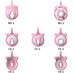 Negative Pink Chastity Cage Small For Men Sissy Flat Chastity Device Lock Design Plastic Penis Cage For Men Bdsm Penis Cage Sex Toys For Couples (Pink,Flat-B)