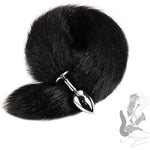 Butt Plug With Fox Tail, Women Stainless Steel Anal Plug With Plush Fox Tail, Anal Toys Buttplug Training, Fox Tail Plug Adult, Sm Sex Toys For Couples Flirt Play Fetish Cosplay (Black)
