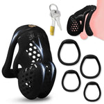 Male Chastity Cage With 4 Different Sized Curved Rings Chastity Devices Penis Cages With Recessed Lock Cylinder And 2 Keys Lightweight Resin Cock Cage Used To Restrain A Man'S Penis (M,Black)