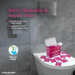 On-The-Go Flushable Feminine Wet Wipes, 60 Count XL Individually Wrapped Female Wipes, Hypoallergenic 100% Plant Based Septic Safe, Travel Size Adult Cleansing Cloth for Women, Rosewater