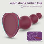 6.7'' Silicone Anal Dildo Butt Plug With 3 Knots, Heart-Shaped Suction Cup For Hands-Free Use,G-Spot Anal Stimulator For Women,Prostate Massager For Men,Anal Beads Trainer & Anus Dilator Adult Sex Toy